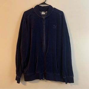 Puma Sportswear Velour Navy Track  Full Zip Up Jacket Sweatshirt Mens XL